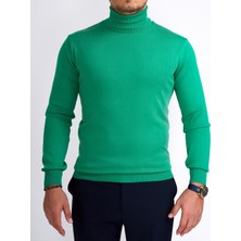Italyan Stil Slim Fit Triko Balıkçı Yaka Boğazlı Kazak Yeşil T13100