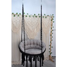 Altınoluk Hamak Makrome Relax Salıncak ( Siyah ) Minderli