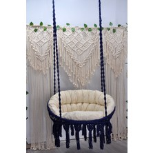 Altınoluk Hamak Makrome Relax Salıncak ( Lacivert ) Minderli