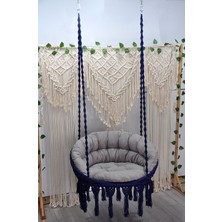 Altınoluk Hamak Makrome Relax Salıncak ( Lacivert ) Minderli