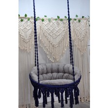 Altınoluk Hamak Makrome Relax Salıncak ( Lacivert ) Minderli
