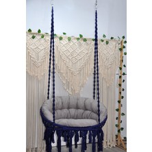 Altınoluk Hamak Makrome Relax Salıncak ( Lacivert ) Minderli
