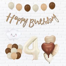 Konsept Sepeti Yaş Happy Birthday Kraft Kaligrafi Banner Bulut Folyo Balon Kalp Doğum Günü Balon Parti Seti