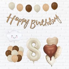 Konsept Sepeti Yaş Happy Birthday Kraft Kaligrafi Banner Bulut Folyo Balon Kalp Doğum Günü Balon Parti Seti