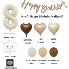 Konsept Sepeti Yaş Happy Birthday Kraft Kaligrafi Banner Bulut Folyo Balon Kalp Doğum Günü Balon Parti Seti