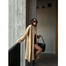 Minaaise Vizon Pis Dikiş Detaylı Uzun Oversize Yumoş Triko Hırka 26257