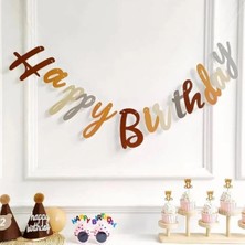 Konsept Sepeti 1 Yaş Doğum Günü Retro Happy Birthday Banner Bulut Folyo Balon Kalp Bej Balon Parti Seti