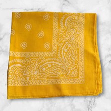 Als Accessories Kadın Sarı Renk Etnik Desenli %100 Koton Bandana, Saç Bandı