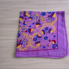 Als Accessories Kadın Lila Renk Renkli Çiçek Desenli %100 Koton Bandana, Saç Bandı