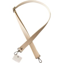 Yumakça Sürgü Tokalı Ayarlanabilir Çanta Askısı 135 Cm* 2.5 cm Krem Renk Gümüş Kancalı