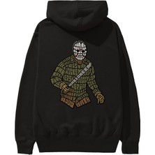 Ankhises Jason Arka Baskılı Siyah Oversize Kapüşonlu Sweatshirt Erkek Kadın