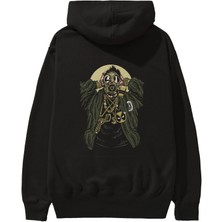 Ankhises Gasmask Gangsta Arka Baskılı Siyah Oversize Kapüşonlu Sweatshirt Erkek Kadın