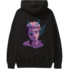 Ankhises Folklore Enthusiast Arka Baskılı Siyah Oversize Kapüşonlu Sweatshirt Erkek Kadın