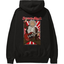 Ankhises Einstein Science Of Rock Arka Baskılı Siyah Oversize Kapüşonlu Sweatshirt Erkek Kadın