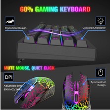 Ata Soft T50 Kablosuz Işıklı Klavye Mouse Set Rainbow Aydınlatmalı Mousepad Hediyeli