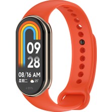 Cepte Aksesuar Xiaomi Mi Band 8 Serisi Klasik Kordon Silikon Strap Kayış-Turuncu