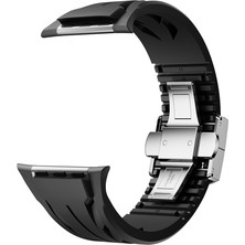 Cepte Aksesuar Apple Watch 44MM KRD-127 Metal Tokalı Silikon Kordon-Beyaz