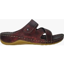 Shoemix Kadın Anatomik Desenli Kırmızı Yazlık Terlik