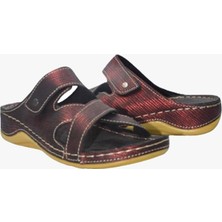 Shoemix Kadın Anatomik Desenli Kırmızı Yazlık Terlik
