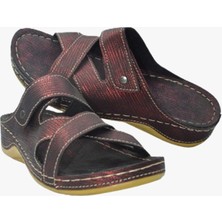 Shoemix Kadın Anatomik Desenli Kırmızı Yazlık Terlik