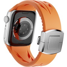 Cepte Aksesuar Apple Watch 10 46MM KRD-127 Metal Tokalı Silikon Kordon-Beyaz