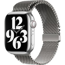 Nüanstek Apple Watch 42MM Zore KRD-121 Metal Hasır Kordon-Gri