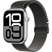 Nüanstek Apple Watch 10 46MM Zore KRD-121 Metal Hasır Kordon-Siyah