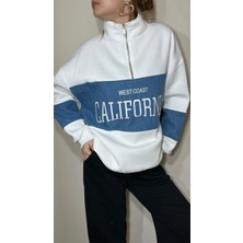 California Kot Geçişli, Oversize Fermuarlı Sweatshirt