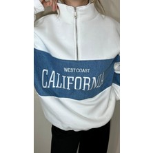 California Kot Geçişli, Oversize Fermuarlı Sweatshirt