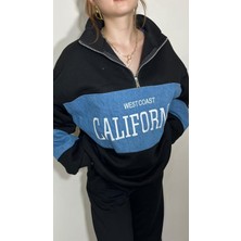 California Kot Geçişli, Oversize Fermuarlı Sweatshirt