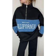 California Kot Geçişli, Oversize Fermuarlı Sweatshirt