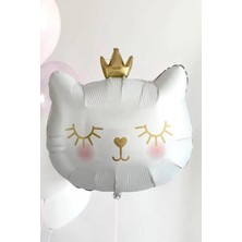 Patladı Gitti Beyaz Kedi Folyo Balon 1 Adet 76x 64.5 Cm