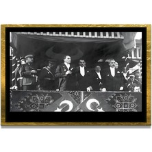 Marsilyan Yapay Zeka İle Yenilenmiş Atatürk Fotoğrafları Siyah Beyaz Cam Tablo, 3d Dekoratif Baskı 745