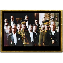 Marsilyan Yapay Zeka İle Yenilenmiş Atatürk Fotoğrafları Siyah Beyaz Cam Tablo, 3d Dekoratif Baskı 645