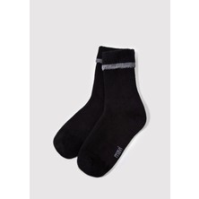 Mavi Çizgi Detaylı Siyah Bot Çorabı 1912753-900