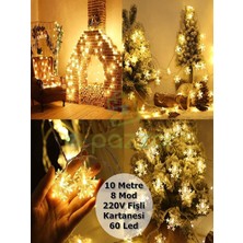10 Mt. 60 LED Kartanesi 8 Mod Parti Organizasyon Christmas Konsept Süsleme Dekorasyon 220V Fişli LED