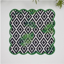 Deco Geometrik Baklava Desen Tropikal Yaprak Desenli Nakış Kenar Kokteyl Peçetesi 1 Adet