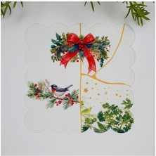 Deco Yılbaşı Dekorasyonlu Çatlak Desen Kuşlu Kokteyl Peçetesi 1 Adet