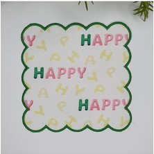 Deco Happy Slogan Desenli Yeşil Nakış Kenar Kokteyl Peçetesi 1 Adet