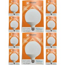 Osaka 15W (100W) 6500K (Beyaz Işık) E27 Duylu G95 LED Glop Ampul (10 Adet)