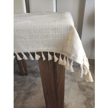 Püsküllü Buldan Işi Keten Monika Kumaş Örtü Fiskos Sehpa Masa Örtüsü 85  cm  x 85  cm