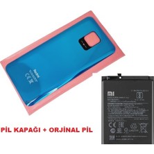 Tkgz Xiaomi Redmi Note 9 Pro Arka Kapak Batarya Kapağı + Pil (Cam) Mavi