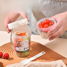BG Signature 2 Katmanlı Bpa Içermeyen Salata ve Atıştırmalık Kabı - Sos Hazneli, Taşıma Ipli ve Kaşık/çatal Setli