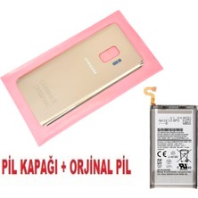 Tkgz Samsung Galaxy S9 Arka Pil Batarya Kapağı + Pil (Cam) Gold
