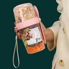 BG Signature 2 Katmanlı Bpa Içermeyen Salata ve Atıştırmalık Kabı - Sos Hazneli, Taşıma Ipli ve Kaşık/çatal Setli