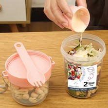 BG Signature 2 Katmanlı Bpa Içermeyen Salata ve Atıştırmalık Kabı - Sos Hazneli, Taşıma Ipli ve Kaşık/çatal Setli