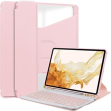 Seashell Digital Samsung Galaxy Tab S10+ 360° Döner Stand Pu Deri+Akrilik (Klavyeli) Tablet Kılıfı (Yurt Dışından)