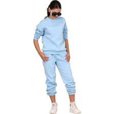 ERDEM KIDS Kız Çocuk Paçası Lastikli 3 Iplik Şardonlu Içi Pamuklu Basic Bisiklet Yaka Eşofman Takımı