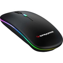 Sprange Kablosuz Mouse Bluetooth – Şarjlı, Type-C, Ergonomik, 500 Mah, 800/1200/1600 Dpı, LED Işık