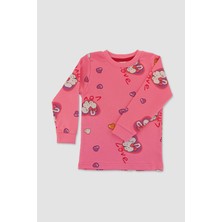 Elmas Kids Kız Çocuk Pamuklu Kalp ve Tavşan Desenli Pembe Uzun Kollu Pijama Takımı